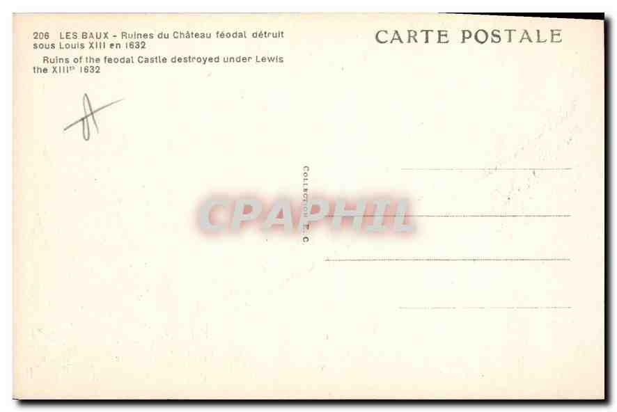 CPA Les Baux Ruines du Chateau feodal detruit sous Louis XIII en 1632  — Verso