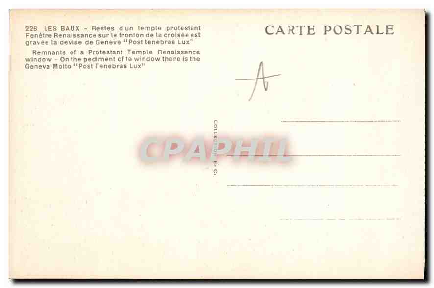 CPA Les Baux Restes d'un temple protestant Fenetre Reneissance  — Verso