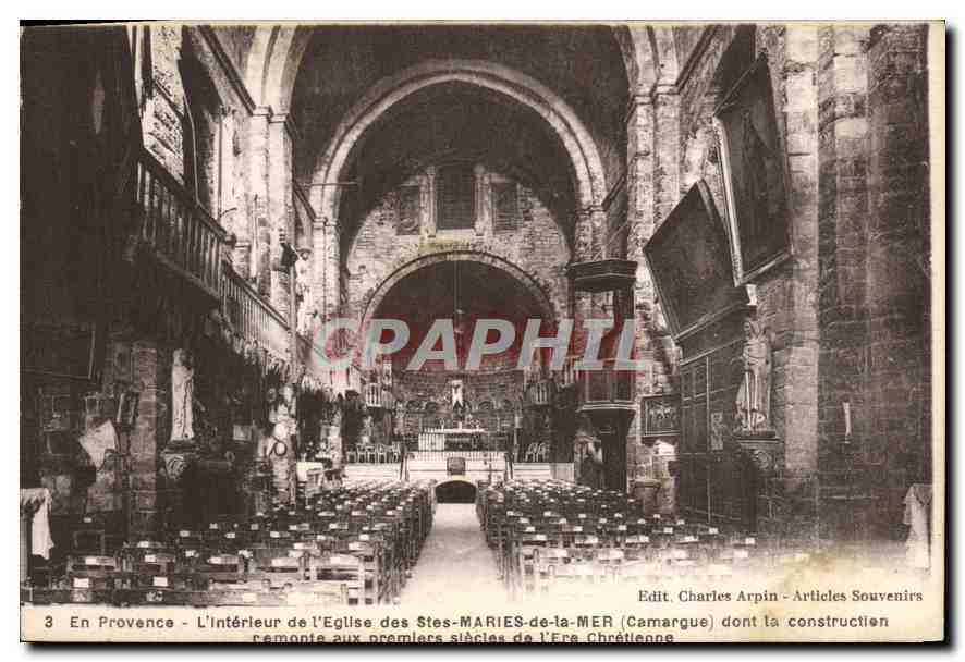 Innenansicht der Kirche der Heiligen Maria von der Meer (Camargue) — Verlag Charles Arpin - Erinnerungsartikel