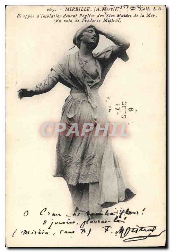 Femme frappée d'insolation devant l'église des Saintes-Maries-de-la-Mer — A. Merklié, Coll. L.A., n° 265