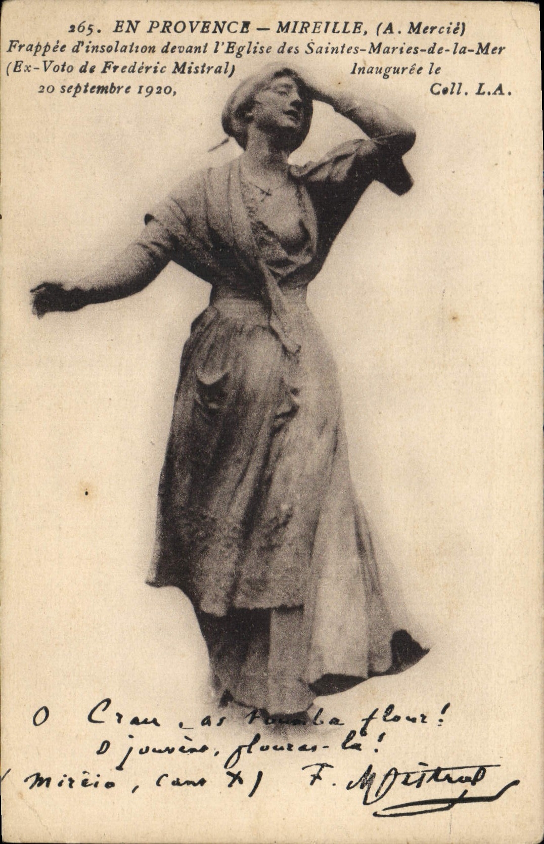 EN PROVENCE — MIREILLE (A. Mercié) — Frappée d'insolation devant l'Église des Saintes-Maries-de-la-Mer — Cell. L.A. — n° 265