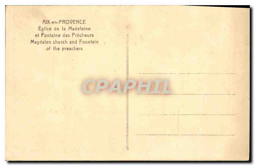 Aix-en-Provence — Église de la Madeleine et Fontaine des Prêcheurs — A. Jégaut — Verso