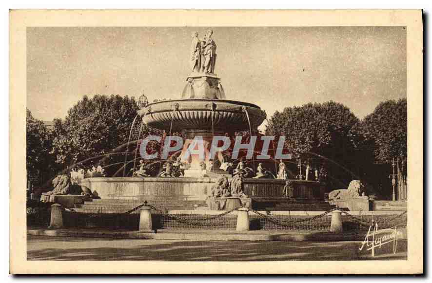 Aix-en-Provence — Monumentale Fontäne von La Rotonde (1860) — A. Lefrançois