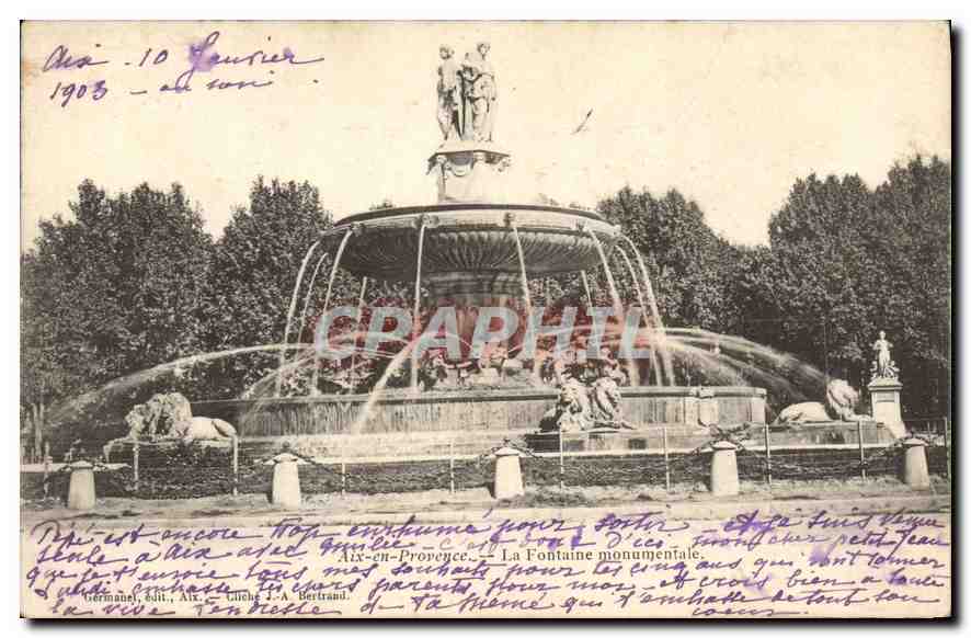 Aix-en-Provence — Die monumentale Fontäne — ed. Hermann, Aix-en-Provence, n° 14, Bertrand