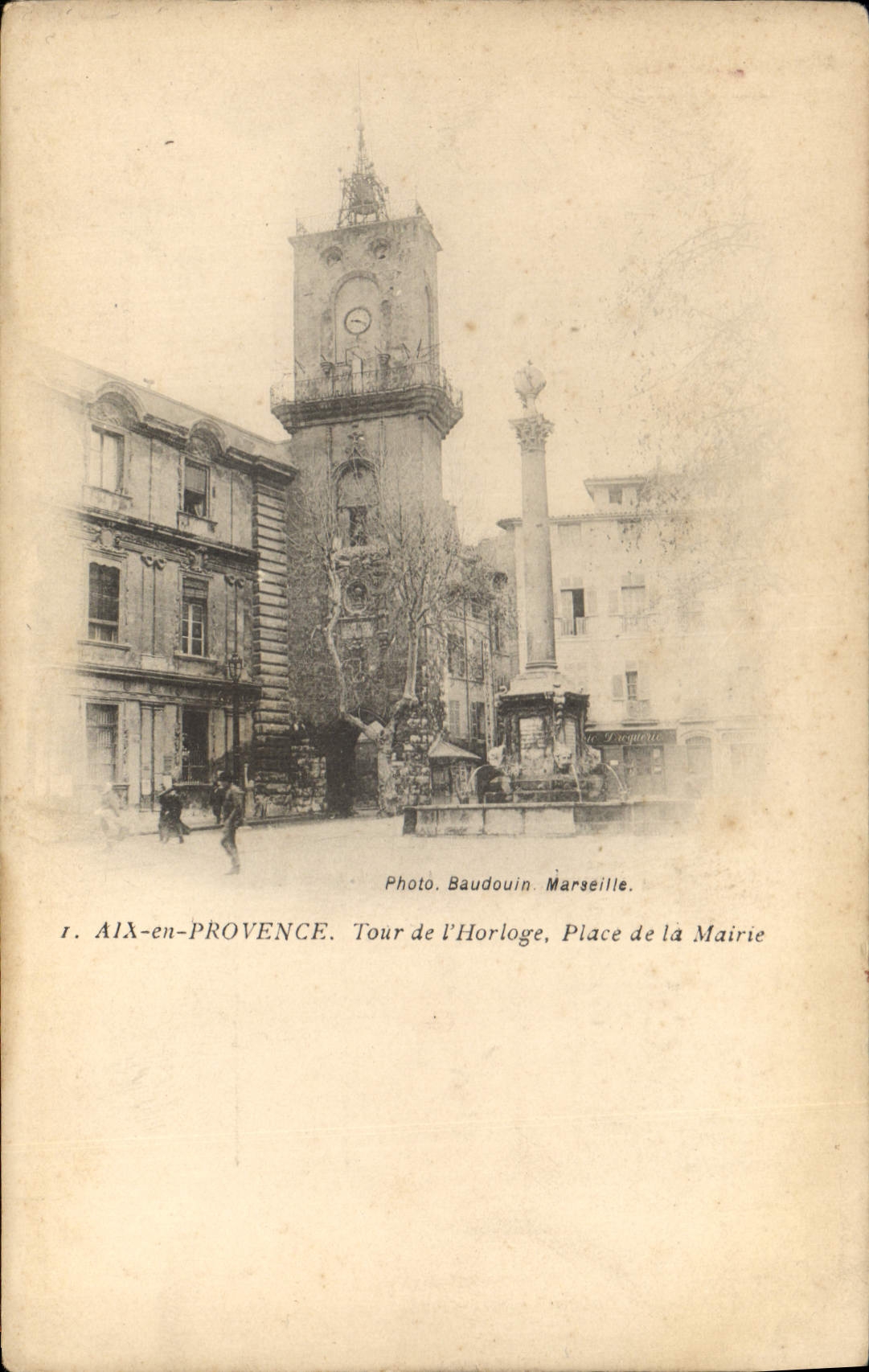 Aix-en-Provence — Tour de l'Horloge, Place de la Mairie — Photo. Baudouin, Marseille, n°1