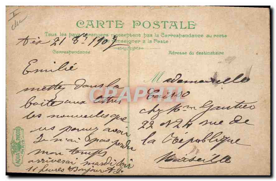 CPA Aix en Provence Fontaine — Verso