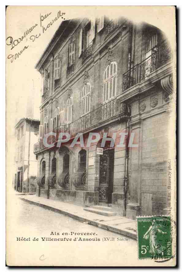 CPA Aix en Provence hotel de Villeneufve d'Ansouis XVIII siecle