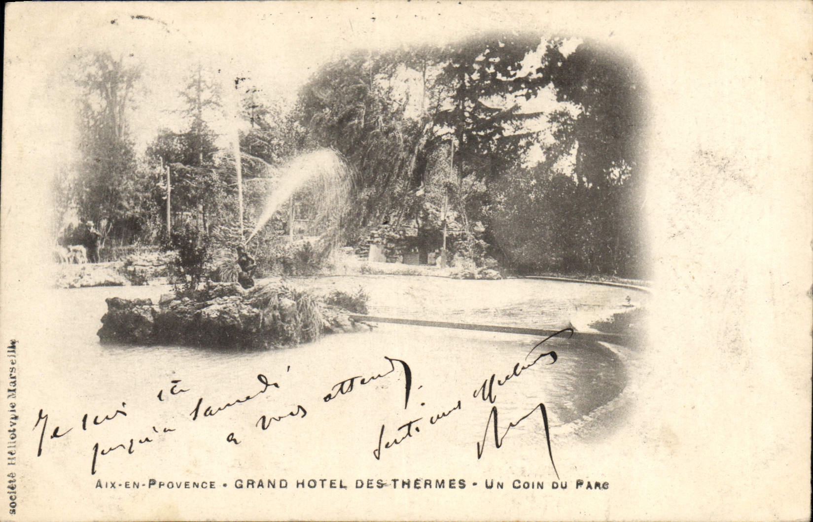 Aix-en-Provence — Grand Hôtel des Thermes — Un Coin du Parc — Société lithotypie Marseille