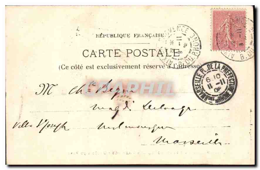Aix-en-Provence — Grand Hôtel des Thermes — Un Coin du Parc — Société lithotypie Marseille — Reverso