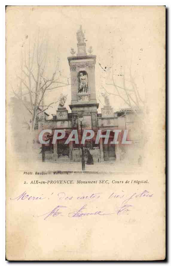 Aix-en-Provence — Monument SEC, Cours de l'hôpital — Photo Baudouin, Marseille, n°2