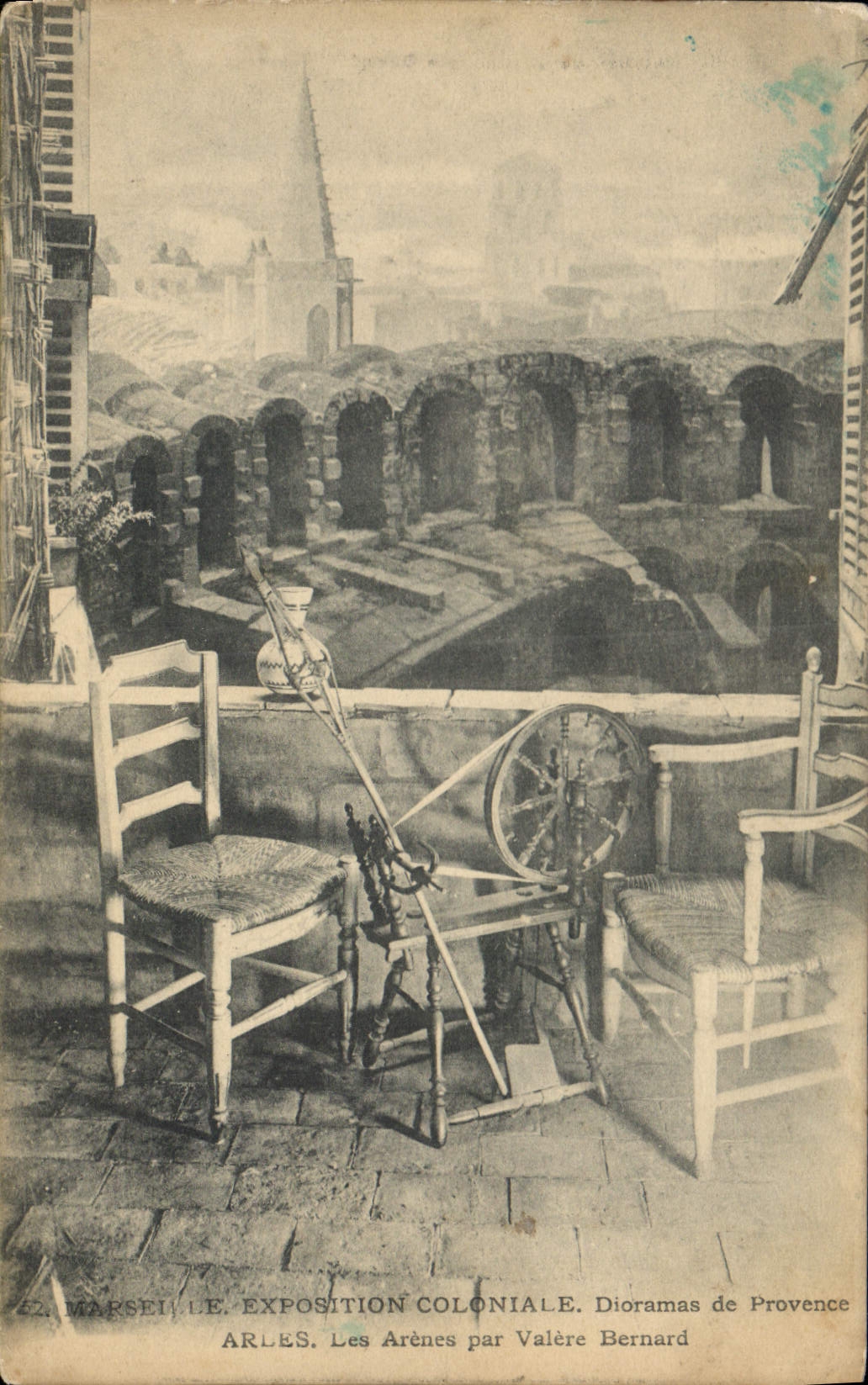 CPA Marseille Exposition Coloniale Dioramas de Provence Ares les Arenes par Valer Bernard 