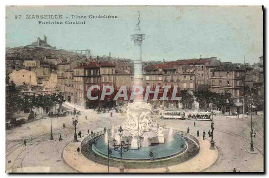 CPA Marseille place Cestellane fontaine Cantini 