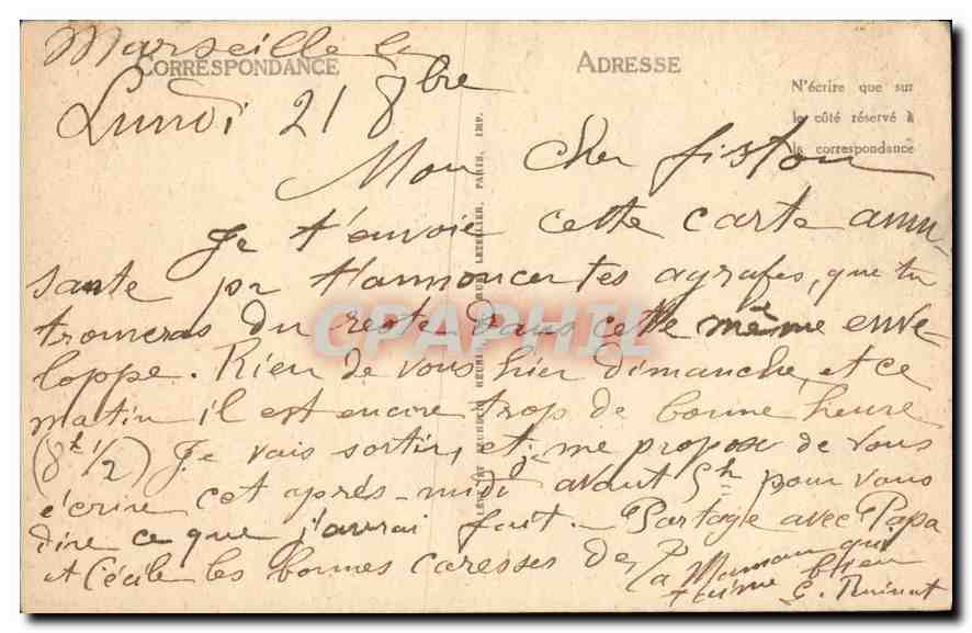 Poissonnière — Types Marseillais — LL — Verso
