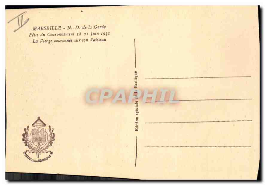 Notre-Dame de la Garde — Fêtes du Couronnement 18-21 juin 1931 — Édition spéciale de la Basilique — Reverso