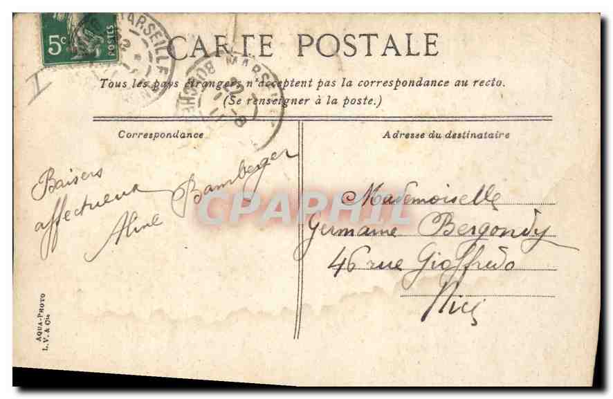 CPA Marseille l'Ascenseur de N D de la Garde  — Rückseite