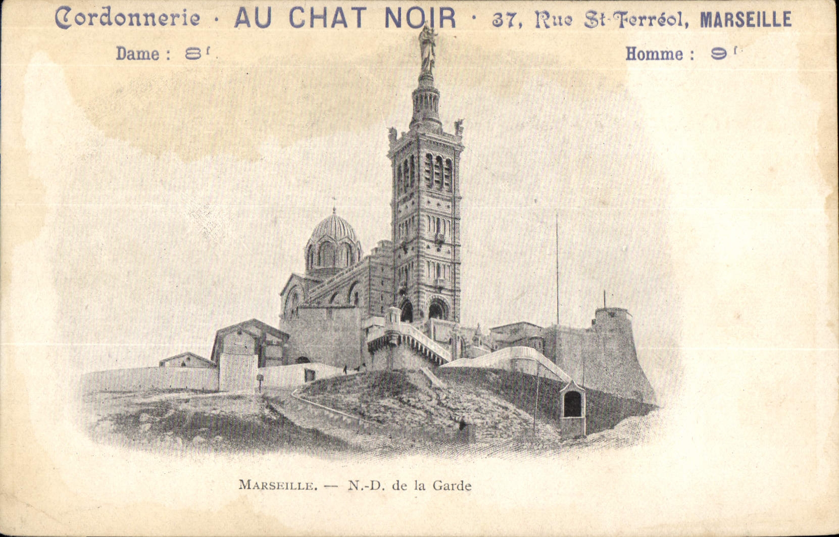 CPA Marseille N D de la Garde Coordonnerie Au Chat Noir Rue St Ferreol