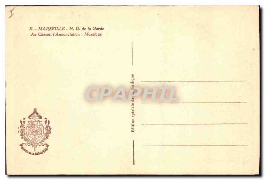 CPA Marseille N D de la Garde au Chevet l'Annonciation Mosaique  — Verso