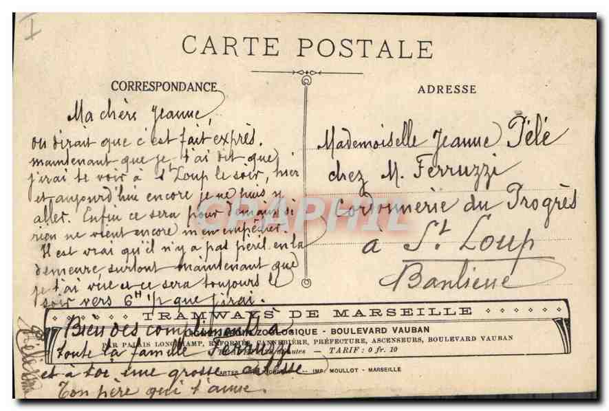 CPA Marseille N D de la Garde  — Rückseite