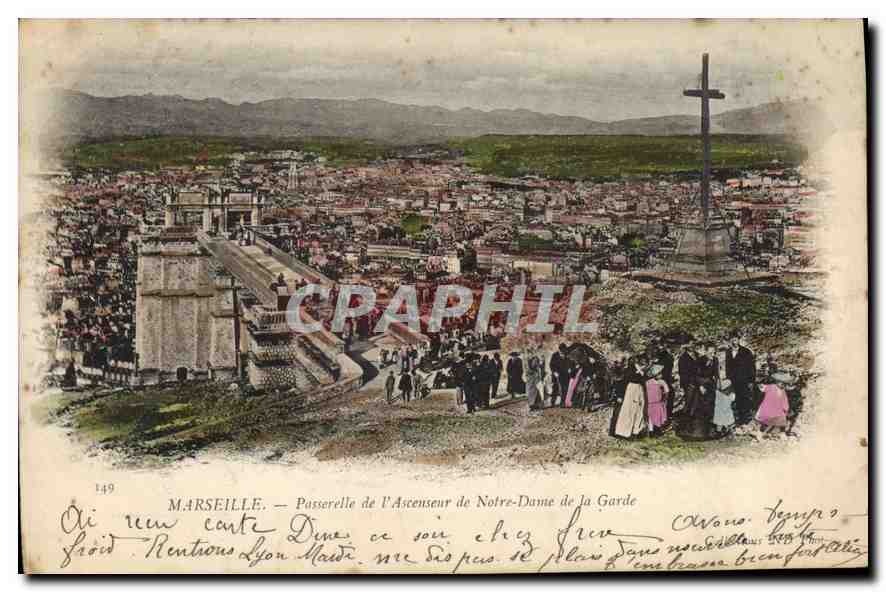 CPA Marseille Passerelle de l'Ascenseur de Notre Dame de la Garde 