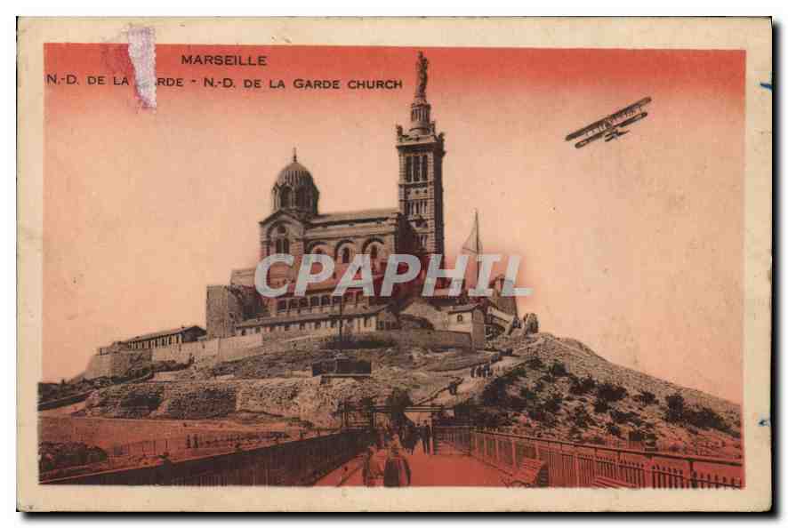CPA Marseille N D de la Garde church Avion Aviation
