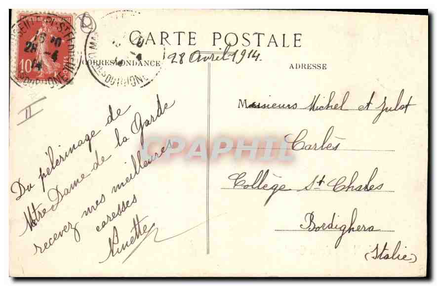 CPA Souvenir de N D de la Garde  — Rückseite