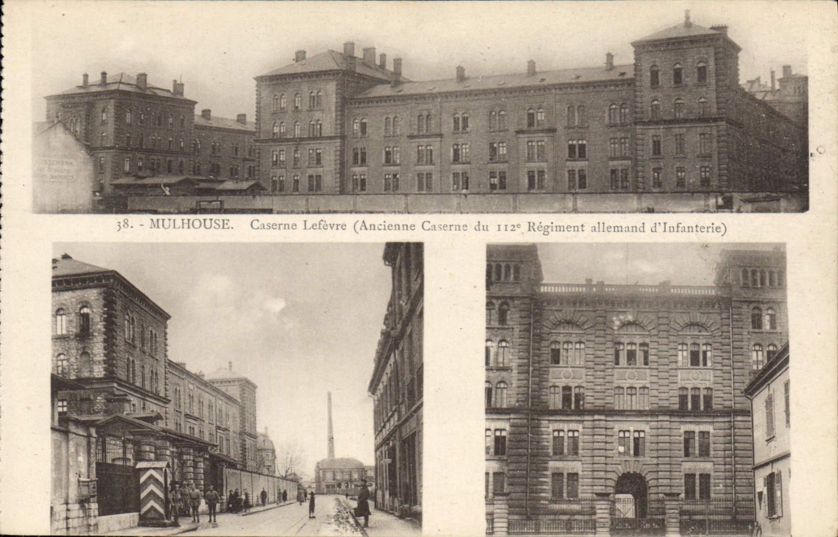 Mulhouse - Caserne Lefèvre (Ancienne Caserne du 112e Régiment allemand d'Infanterie) — série 38 — éditeur Bergeret, Strasbourg