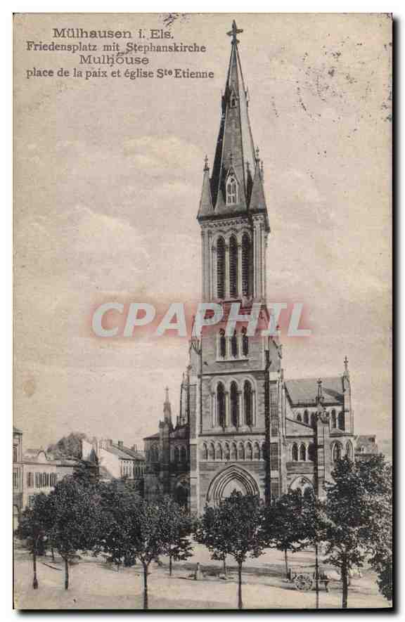 Mülhausen i. Els — place de la paix et église Sainte-Etienne — éditeur inconnu