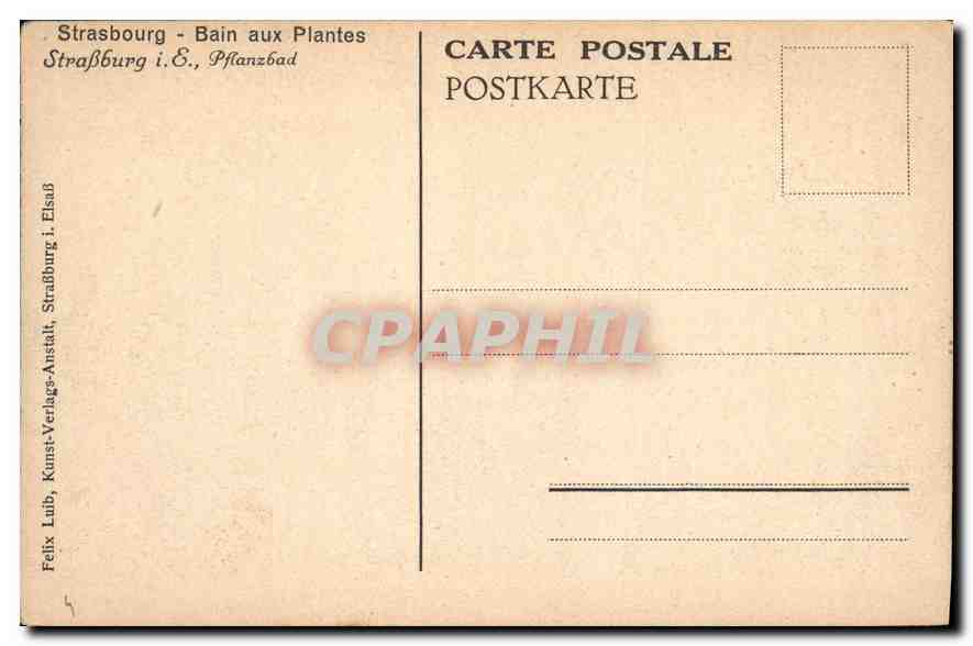 CPA Strasbourg Bain aux plantes — Rückseite