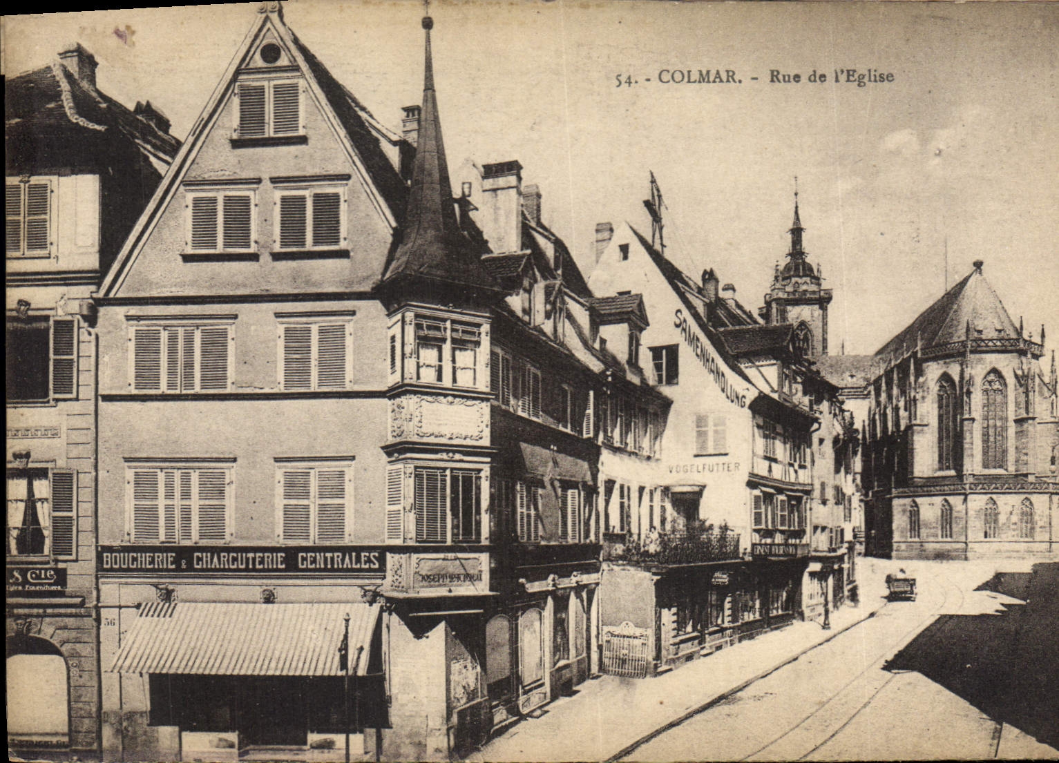 CPA COLMAR Rue de l'Eglise Boucherie Charcuterie
