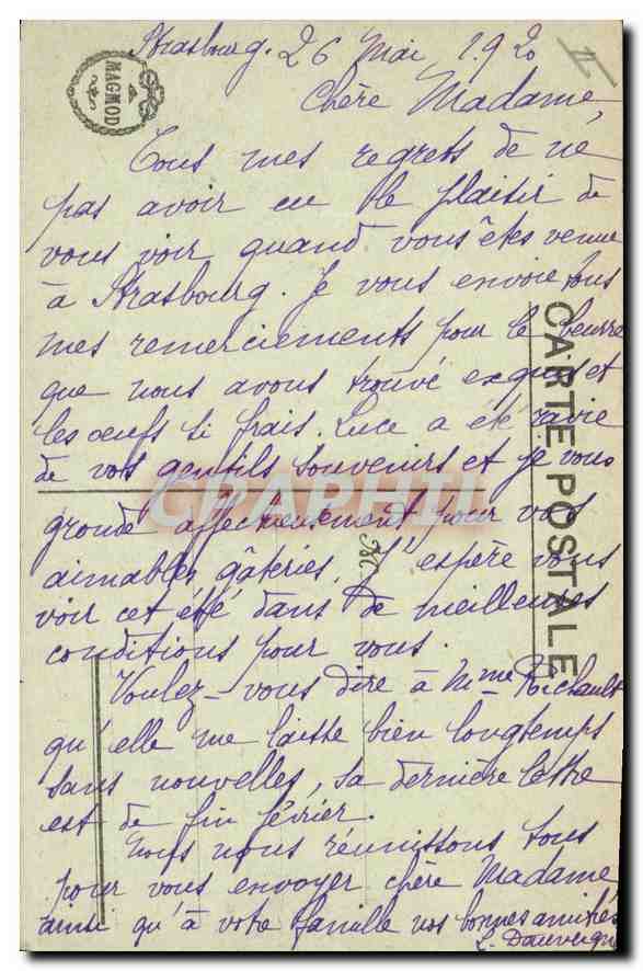 CPA STRASBOURG Palais du haut commissariat de la Republique — Rückseite