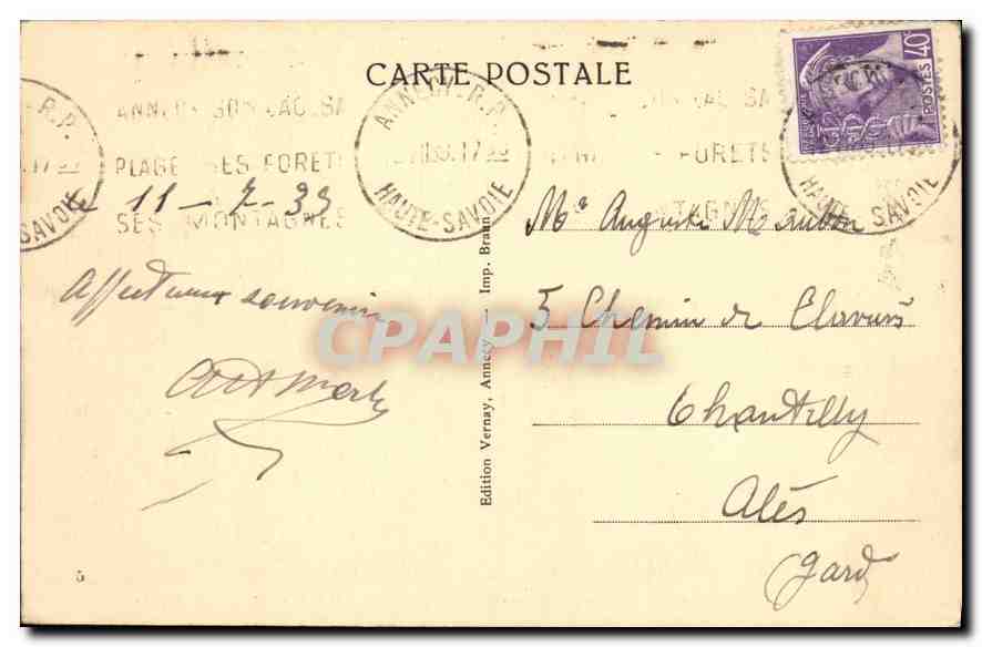 Veyrier-du-Lac — Le téléphérique du Mont Veyrier — Le Mont-Blanc vu du sommet — Édition Vernay, Annecy — Reverso
