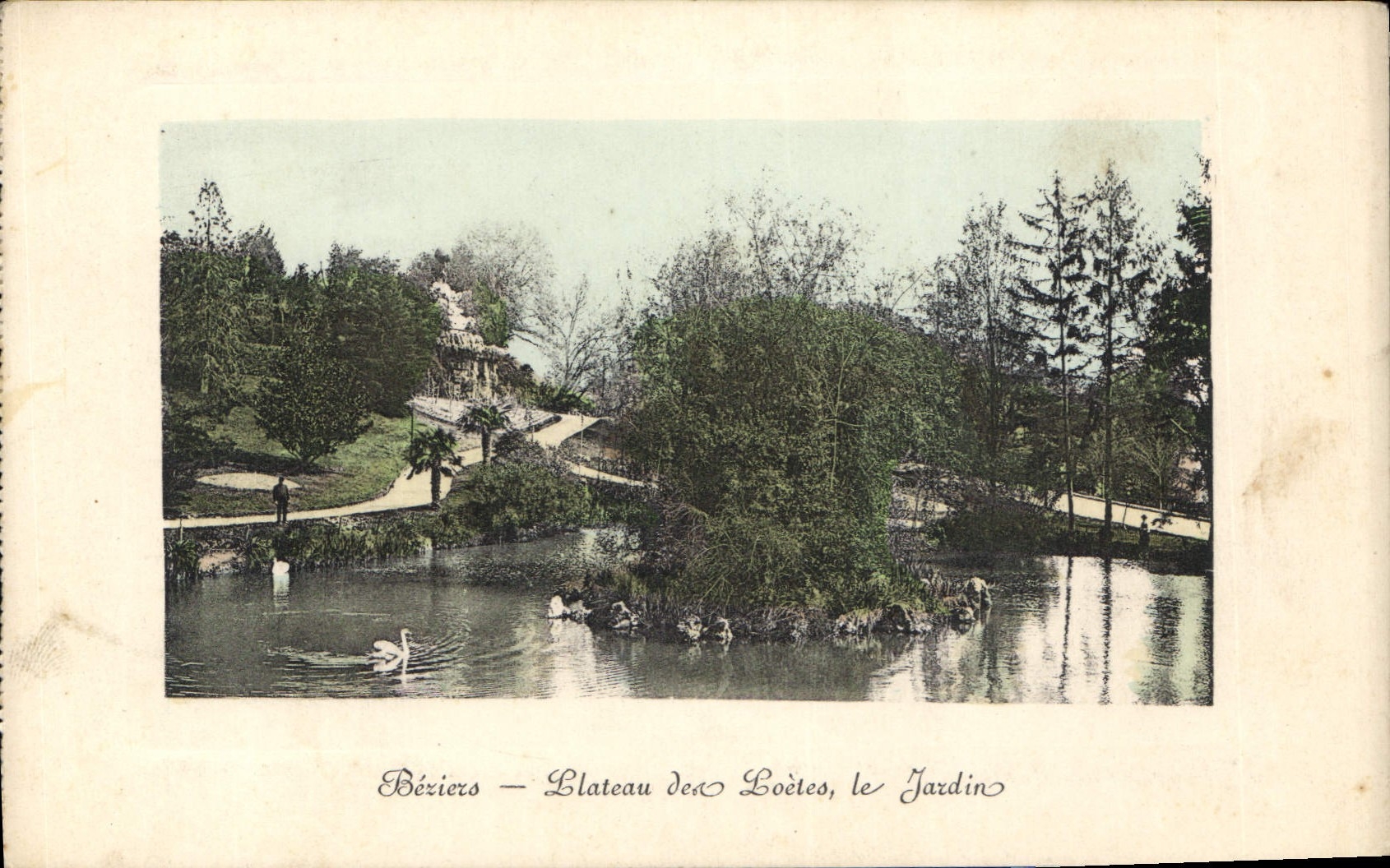 CPA BEZIERS Plateau des poetes Le jardin