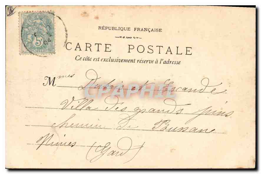 CPA Palavas les Flots Le Grand Hotel et les Villas — Verso