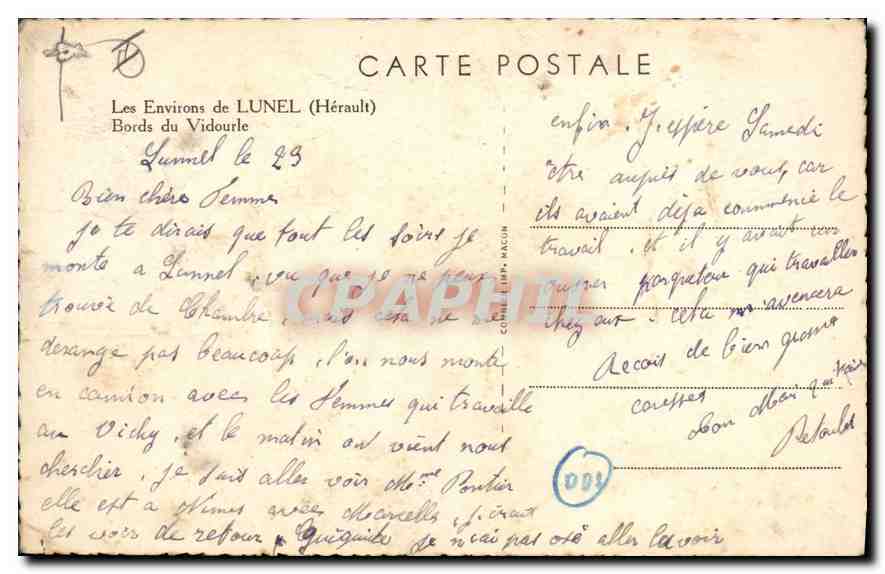 CPA Les environs de Lunel Bords du Vidourle — Back