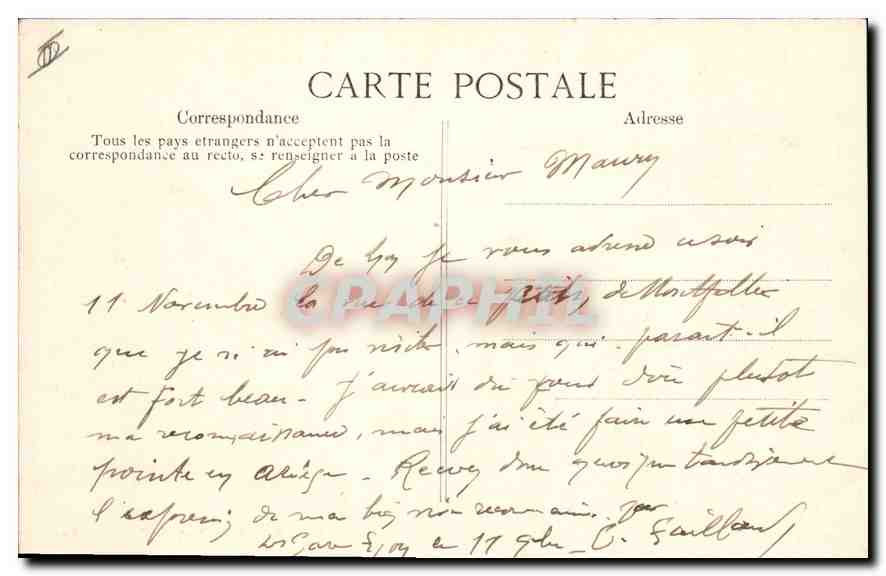 CPA MONTPELLIER L'Arc de Triomphe et le peyrou — Rückseite