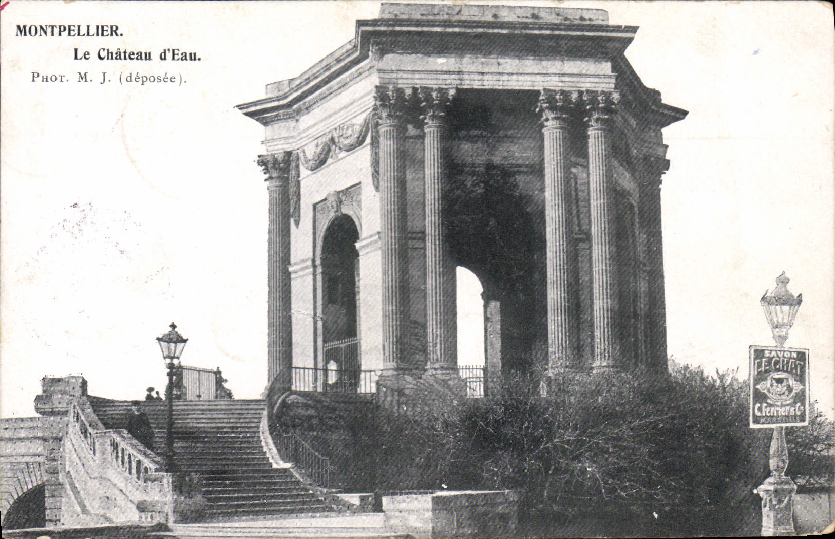 CPA MONTPELLIER Le Chateau d'Eau Publicite Savon Le chat