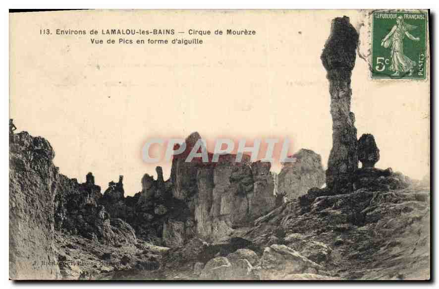 Environ de LAMALOU-les-BAINS — Cirque de Mourèze, Vue de Pics en forme d'aiguille — J. Bricard & Cie, Choros