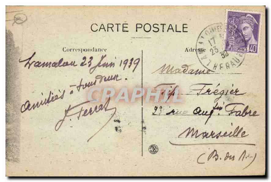 CPA Environs de LAMALOU les BAINS Le Pont de Tarassac — Rückseite