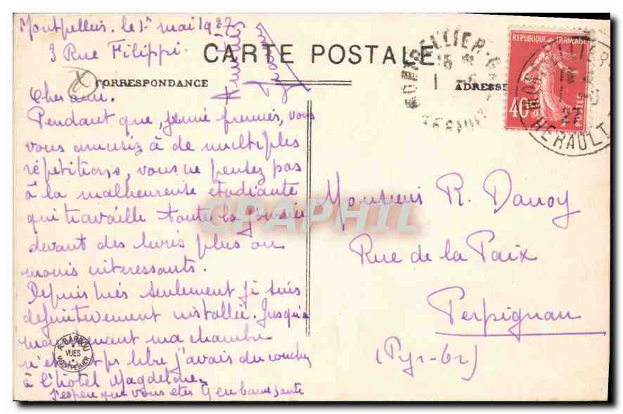 CPA MONTPELLIER Vue Panoramioue de la place de la comedie — Rückseite