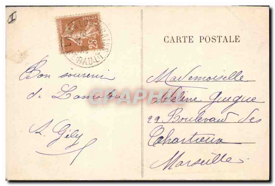 CPA LAMALOU LE HAUT Source de Petit Vichy et la Passerelle — Rückseite