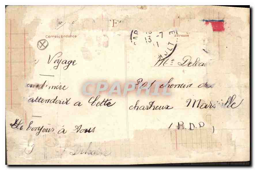 CPA CETTE Avenue Victor Hugo — Back
