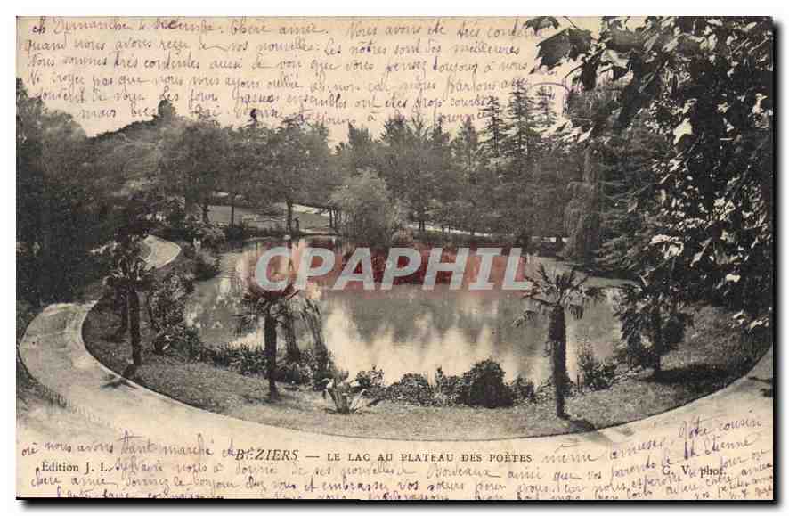 CPA BEZIERS LE LAC AU PLATEAU DES POETES