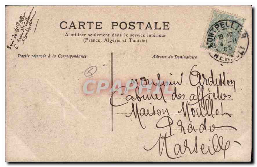 CPA MONTPELLIER le Jardin des Plantes — Rückseite