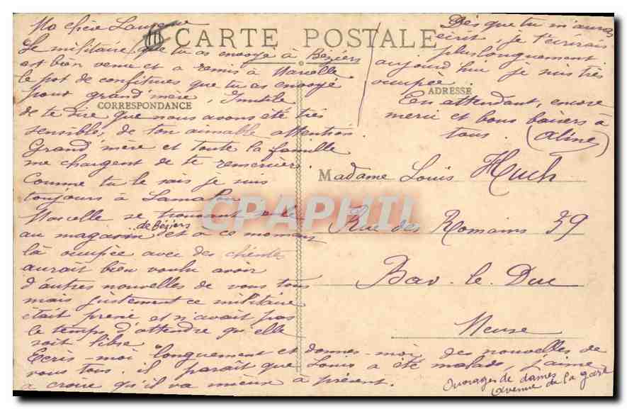 CPA LAMALOU les BAINS Le Casino — Rückseite