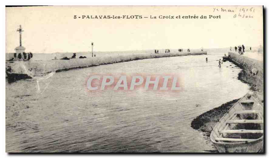 CPA PALAVAS les FLOTS La Croix et entree du port