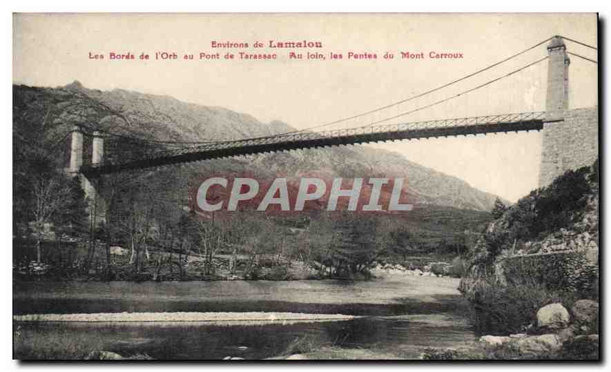 CPA Environs de Lamalou Les Bords de I'Orb pont de Tarrassac Au loin les Pentes du Mont Carroux