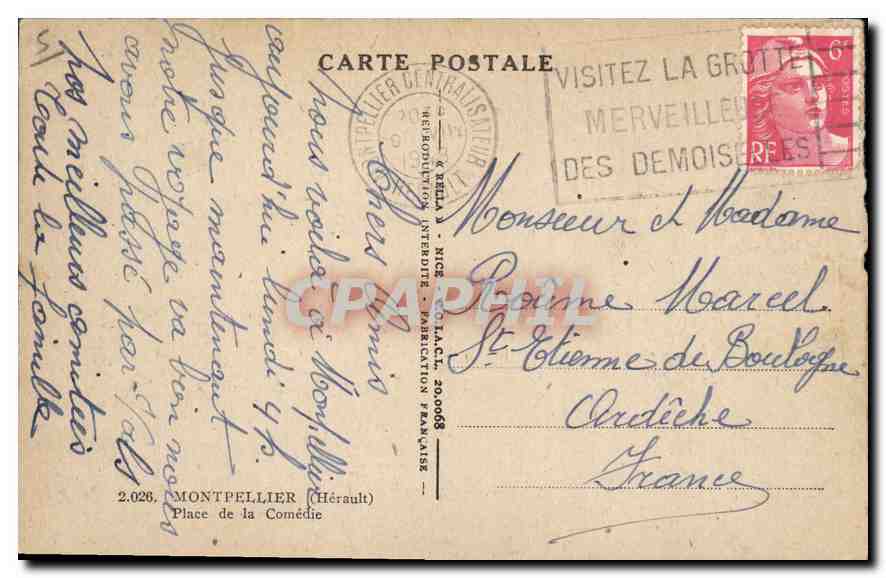 CPA Montpellier Place de la Comedie — Rückseite