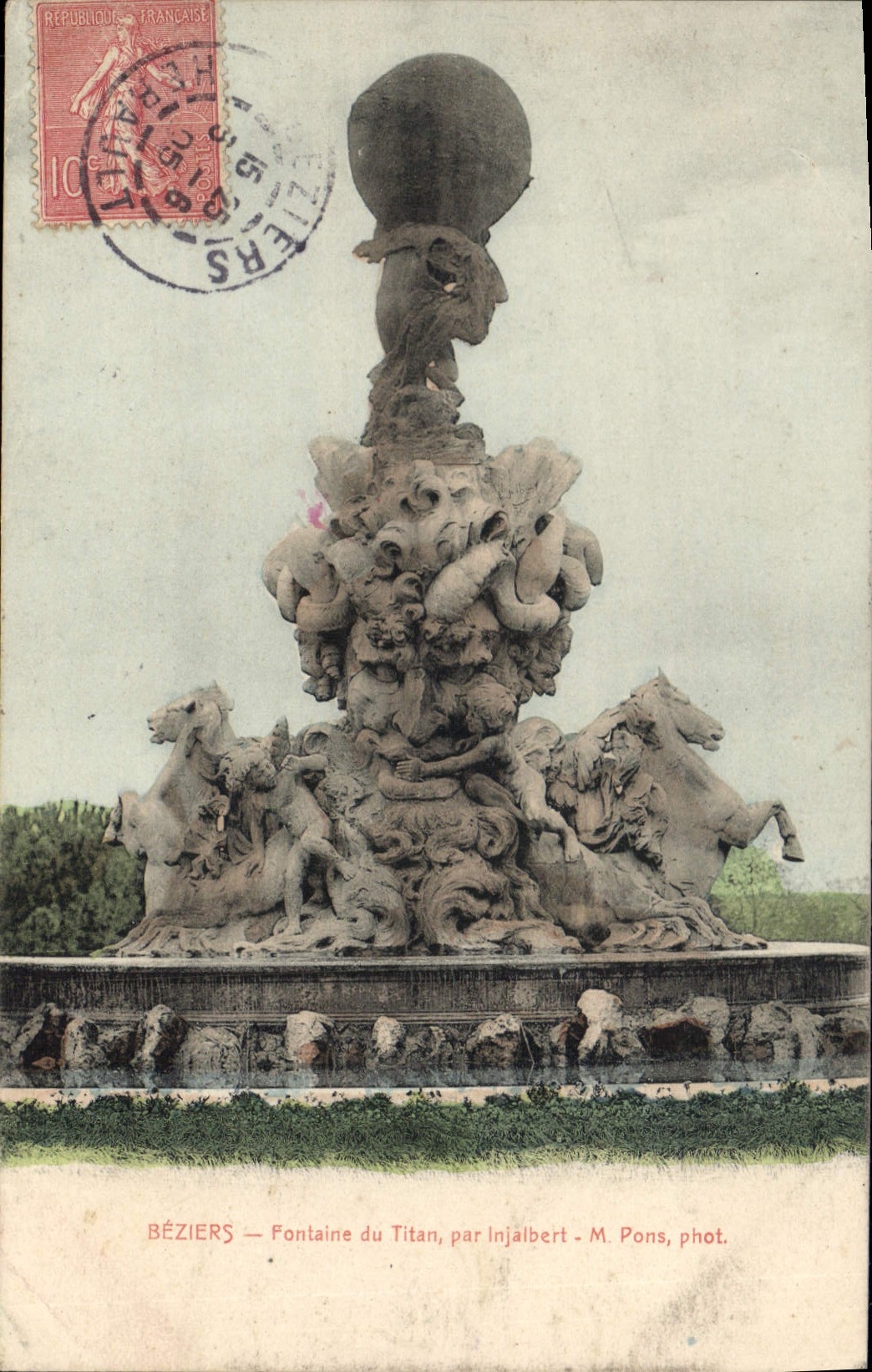 CPA BEZIERS Fontaine du Titan par Injalbert