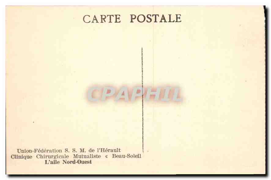 CPA Clinique chirurgicale mutualiste Beau Soleil L'aile nord ouest Herault — Back