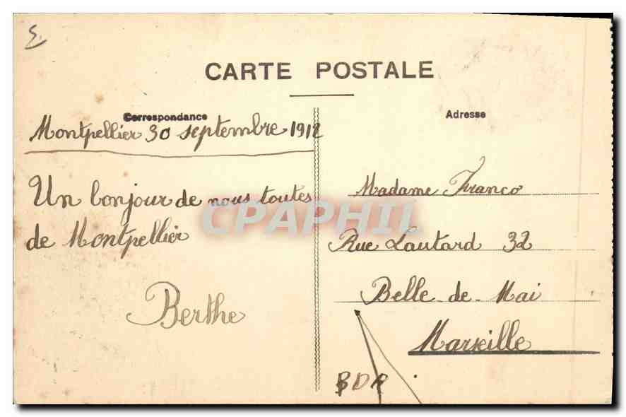 CPA MONTPELLIER Fontaine des Trois Graces — Rückseite